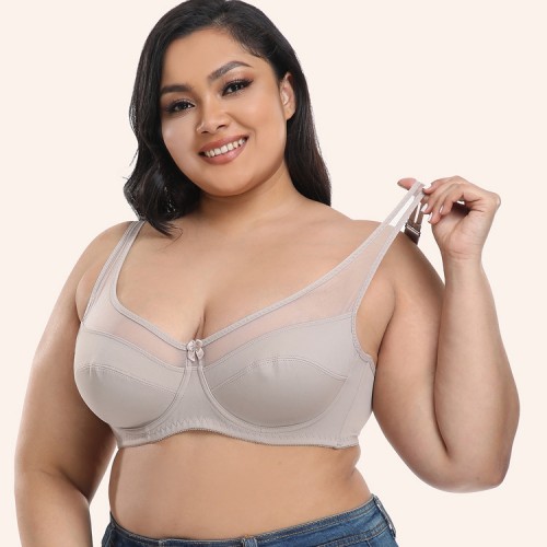 Plus Contrast Mesh Underwire Bra